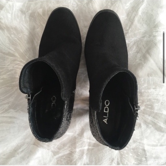 ALDO dazzlin’ glitter heel suede ankle booties - Picture 3 of 6
